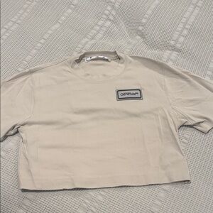 Off-White Light Beige Logo Crop Top